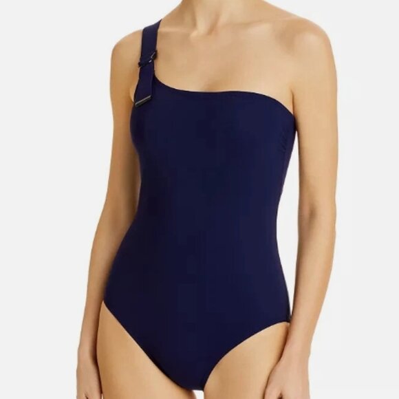 NWT! Karla Colletto Navy Blue Maren One Shoulder One Piece Swimsuit NEW! - Picture 1 of 3